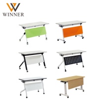Bureau pliant portable moderne, table d'étude avec cadre métallique, pieds verrouillables, meuble gain de place pour la maison, le bureau, le dortoir, les petits espaces