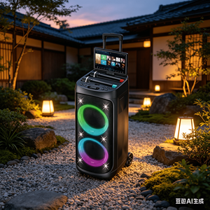 Haut-parleur portable karaoké avec écran <span class=keywords><strong>TV</strong></span> Wi-Fi et 2 micros sans fil, compatible <span class=keywords><strong>YouTube</strong></span> - Product Image 1