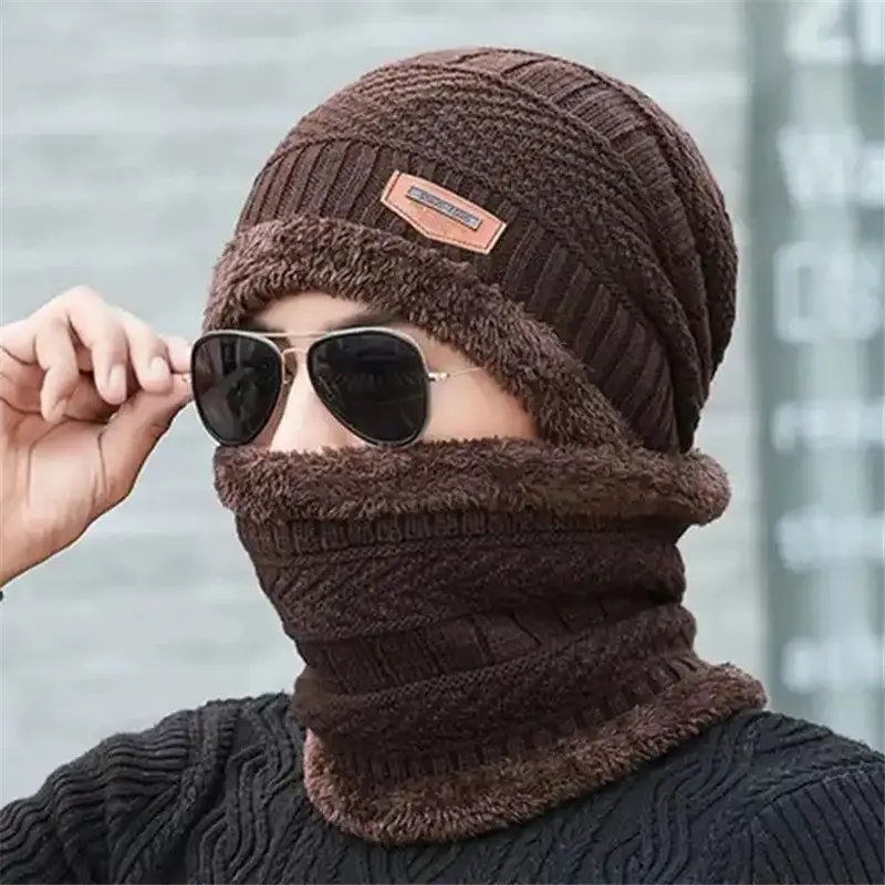 Cappello morbido e colorato in maglia di lana con scollo da sci autunnale caldo Set di berretti per bambini adulti invernali foderati in pile sciarpa