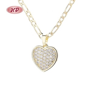 Collar con Colgante de Corazón de Latón Chapado en Oro de 18K con Circonita Cúbica Blanca Aaa, Joyería de Moda al por Mayor para Mujer - Product Image 1