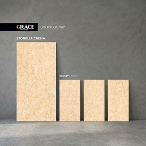 Stonelia Crema 800x1600mm Glossy Marble Look Porcelain Tiles Large Format Floor And <b>Wall</b> Tiles India - Product Image 1