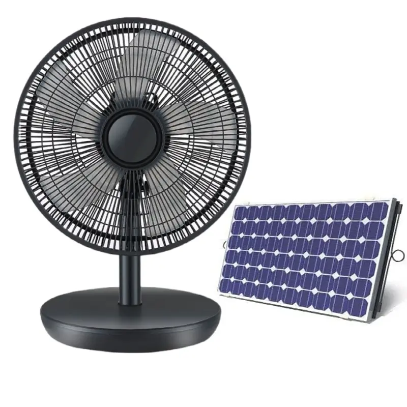Ventilatore solare da 12 pollici con pannello solare a batteria ventilatore da pavimento esterno regolabile a 3 velocità
