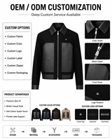 Blouson Bomber Homme en Coton et Daim Noir, Coupe Slim Premium, avec Logo Cristal Personnalisé sur le Devant, Style Décontracté Hiver, Contraste Universitaire