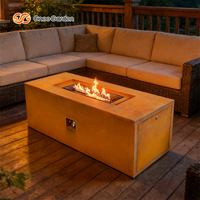 Table de foyer rectangulaire d'extérieur en acier Corten avec chauffage au propane, finition rouillée naturelle, écologique