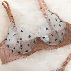 Conjunto de Lencería Sexy con Tanga para Mujeres Maduras, Brasier de Punto Bordado de 1 Pieza, Conjunto Sexy con Soporte Completo, 5 Colores Disponibles - Product Image 6