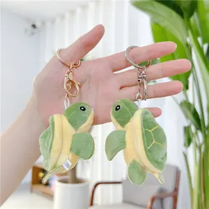 Özel 9cm Mini yeşil kaplumbağa peluş anahtarlık naylon çanta kolye anahtarlık toptan deniz promosyon hediye için hayvan oyuncaklar örgü astar - Product Image 2