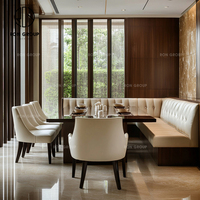 Ensemble de meubles modernes en cuir et bois pour hôtel, restaurant, table, chaise, canapé, banquette, pour la restauration, les salons de thé et les hôtels