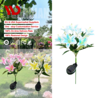 Lampes solaires LED d'extérieur Yuandian modernes en acier inoxydable IP65 étanches, décoratives pour jardin, en forme de fleurs de lys, pour patio