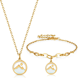 Collar y Pulsera de Acero Inoxidable con Colgante Ovalado de Semilla de Mostaza, Joyería Religiosa para Regalo - Product Image 1