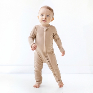 Setelan tidur PJS satu potong untuk bayi, pakaian tidur kustom polos bambu organik bahan Viscose untuk bayi baru lahir, piyama, baju monyet bayi - Product Image 1