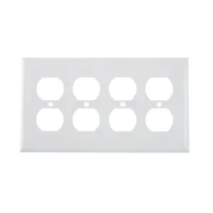 4 Gang Duplex Outlet Socket Wall Switches Plastic Cover Plate