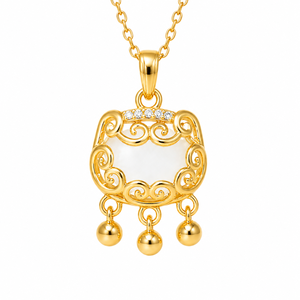 Collana con Ciondolo a Forma di Lucchetto Stile Occhio di Gatto, Accessorio Elegante da Donna per Uso Quotidiano - Product Image 1