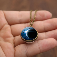 Le plus récent système solaire univers planète pendentif collier créatif boule de verre galaxie pendentif collier