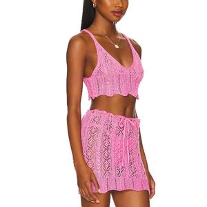 Runwaylover E4003 CROCHET गोफन फसल शीर्ष और CROCHET स्कर्ट संगठन - Product Image 5