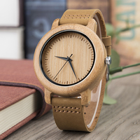 Montre-bracelet à quartz DODO DEER 2020 en bambou antique avec bracelet en cuir véritable, cadran à aiguilles tendance pour couples de marque