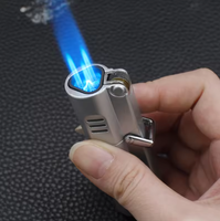 Briquet gonflable personnalisé à trois feux avec meule à flamme directe Briquet à jet de butane à l'épreuve du vent Torche à gaz rechargeable