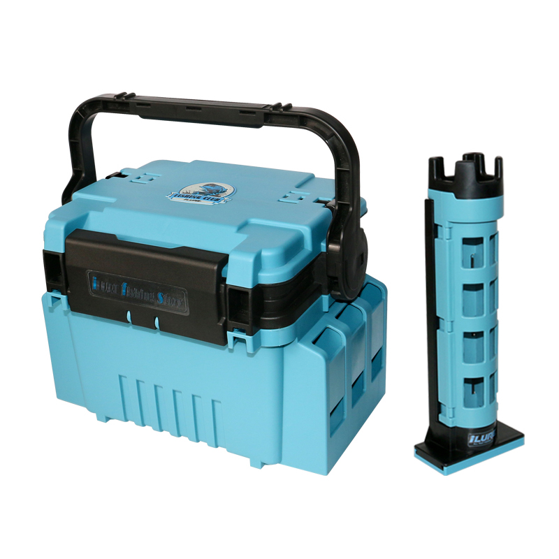 Bleu foncé (1 boîte à pêche + 1 support de canne à pêche)