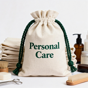 Sac à bijoux en coton recyclé en gros, tailles personnalisées, sac à cordon en coton naturel pour l'emballage des produits de soins personnels - Product Image 1