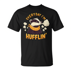 Camiseta Everyday I'm Hufflin' Honey Badger, camiseta promocional negra de manga corta con cuello redondo para adultos, unisex - Product Image 3