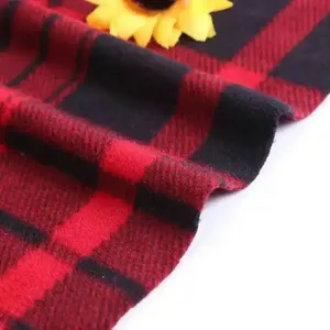 gestrickt zweiseitig pinsel und eine seite anti-vlies rot und schwarz kariert gedruckter mikro polar vliesstoff - Product Image 1