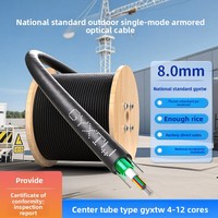 Cable Óptico Blindado Monomodo GYXTW con Doble Hilo de Acero, 12/24 Hilos, para Redes, Uso Exterior Aéreo/Enterrado Directo Disponible