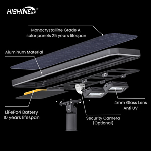 IP65 ngoài trời không thấm nước LED năng lượng mặt trời điều khiển từ xa đèn đường Đèn pha tiết kiệm năng lượng đèn chiếu sáng đường - Product Image 4