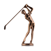 Sculpture de golf personnalisée en or plaqué, polie, en métal moulé, trophée sportif, figurines métalliques, souvenir, cadeau, base en cristal personnalisable