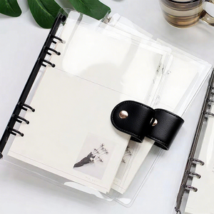 Custom Transparent Loose Leaf Ring Binder B5 Notebook <strong>A6</strong> A5 Plastic PVC Budget Business Notepad Handbook <strong>Diary</strong> with Leather Snap - Product Image 1