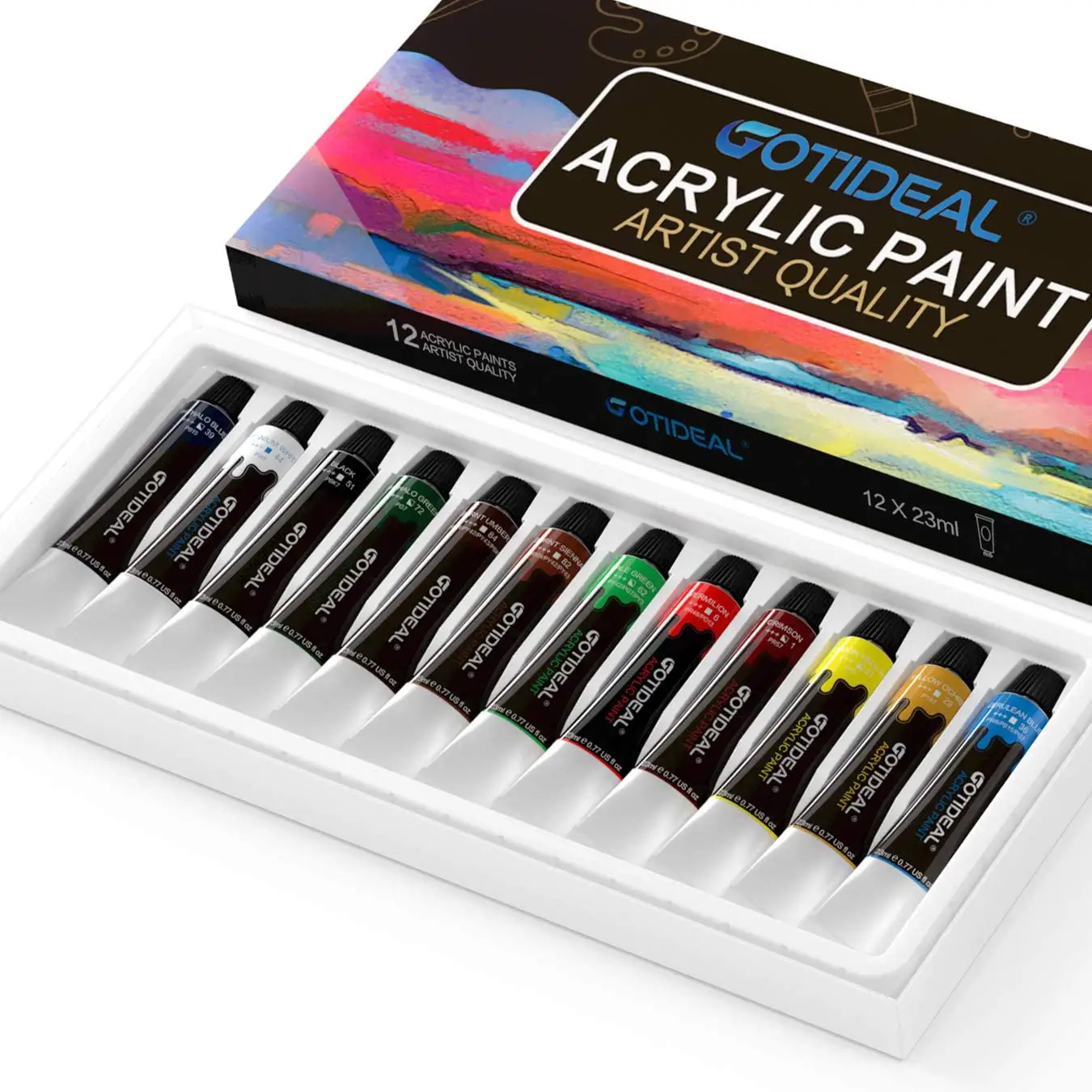 12 colors Aluminum Tube DIY Acrylic Paint sets for Canvas Wood Clay Fabric Ceramic Craft Art Drawing