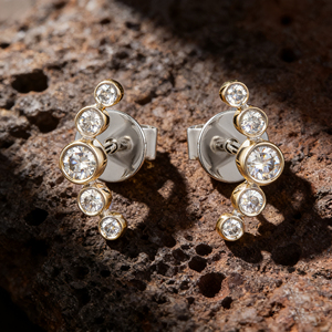 Pendientes de Aro con Diamantes Cultivados en Laboratorio de Corte Brillante de 0.48ct, Chapados en Oro de 14K, Certificados por IGI, Unisex, de Lujo, para Bodas y Fiestas, Calidad VS - Product Image 2