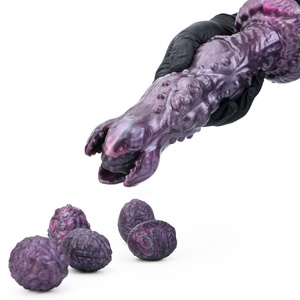 N-MR5307 Flower-shaped Egg-Laying <b>Dildo</b> for Anal Vagina Training Silicone Fantasy Ovipositor <b>Dildo</b> with 6 Eggs for Manual Push - Product Image 2