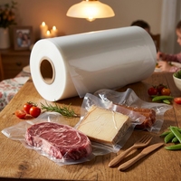 Rouleau de film sous vide lisse personnalisé PA/PE pour l'emballage alimentaire de pizzas, sacs thermoscellables jetables pour machines de thermoformage automatiques FFS