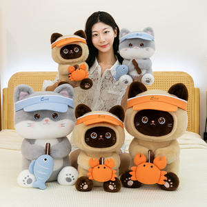 Peluche Personalizzati con Logo: Gatto, Pesce, Granchio, Gatto con Cappello Grigio-Marrone, Animali di Peluche, Cuscini Super Morbidi, Regalo <span class=keywords><strong>per</strong></span> Bambini - Product Image 2