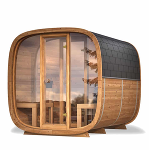Sauna extérieur pour 4 personnes en bois massif d'épicéa carbonisé avec verre miroir résistant aux hautes températures et chauffage HARVIA 6KW - Product Image 4
