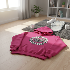 Sudadera con capucha rosa de talla grande para hombres y mujeres, sudaderas con capucha sin cordón con estampado de logotipo personalizado a la venta - Product Image 3