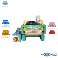 Machine de formage à rouleaux double couche Lian Nai pour tôles de toiture métalliques, ligne de production de tuiles en acier ondulé coloré, découpe automatique sur mesure