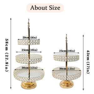 Espositore per Cupcake Rotondo in <span class=keywords><strong>Argento</strong></span> a 2 Piani, Vassoio per Dessert a 3 Livelli con Specchio e Manico - Product Image 3