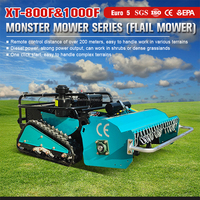 Mesin Diesel Robot kecil pemotong rumput pemotong lebar 800mm 1000mm 1200mm pengendali jarak jauh Crawler pemotong rumput