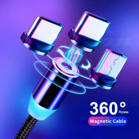 Cable de Datos Magnético de Carga Rápida de 2.4A, 1M, de Cobre Puro y Nylon, con Conector Micro USB Tipo-C para Teléfono y Computadora