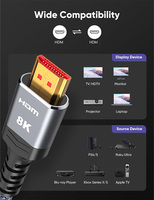 Kabel 8K 2.1 Bersertifikasi Advanced Xput 48Gbps Kecepatan Ultra Tinggi, Kabel Kepang 4K120Hz 8K60Hz EARC 2-Pack untuk PS5 TV
