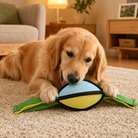 Jouet couineur pour chien en tissu latex, ballon de rugby à mâcher pour petits et moyens chiens