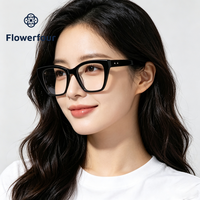 Montures de lunettes optiques carrées épaisses de luxe Flowerfour FFM3012, style vintage, pour adultes, en acétate