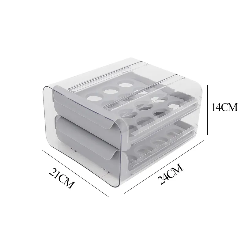 Huis Keuken Ei Opslag Organizer Lade Ei Plastic Opbergdoos 32 Raster 2-Layer Eicontainer Trays