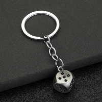 Porte-clés mini dés vintage tendance en alliage de zinc, étanche, léger, avec mousqueton et pendentif porte-bonheur, vente en gros
