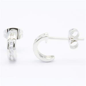 Pendientes de Aro de Diamantes Naturales Clásicos Blancos de 18K, 14K y 9K, Regalo de Boda o Compromiso de Lujo para Mujer - Product Image 2