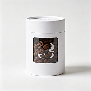 Boîte en papier cylindrique personnalisée avec fenêtre transparente en PET, tube recyclable pour l'emballage des grains de café, logo personnalisé - Product Image 1