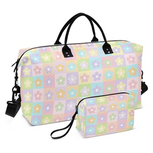 Wholesale Custom Hau Flower Checked Promotional Duffel Bag Lightweight <b>Suitcase</b> Luggage Travel Bags Toiletry Pouch Sets - Product Image 1