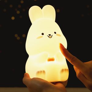Luces multicolores Touch Kids Cartoon Nursery Venta caliente Silicona Mesita de noche Lindo Led Mini Lovely Bunny Silicone Night Light - Product Image 2