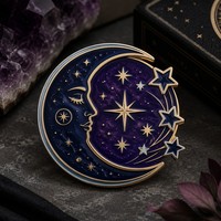 Ensemble d'aimants de réfrigérateur en émail céleste, en métal doré, motifs Soleil, Lune, Étoile, Constellation, Zodiaque, Œil protecteur, Tarot