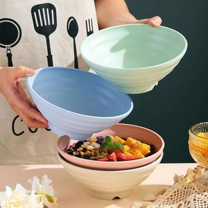 Tazón redondo de estilo japonés, material de plástico de paja de trigo, a prueba de caídas, para uso doméstico, color beige, tamaño grande - Product Image 1